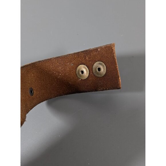 Embossed Brown Leather Snap Cuff Bracelet Inhale Confidence 7.5" - Picture 8 of 9